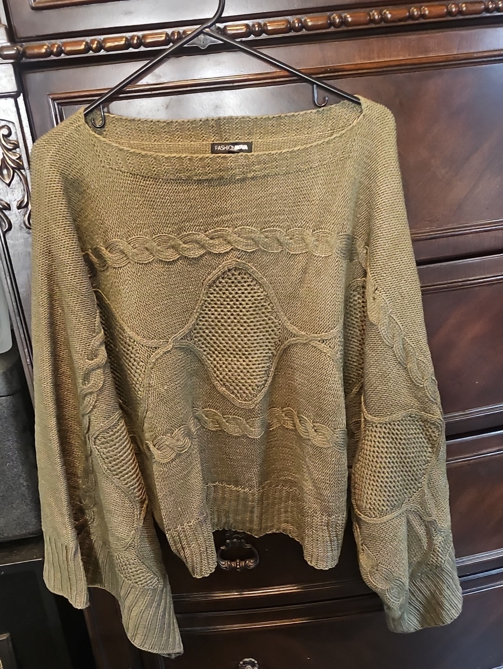 Olive Cable Knit Sweater for Women
